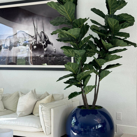 Blaue Globusvase (30″) mit Geigen-Feige