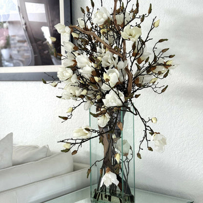 Weiße Magnolien in 20-Zoll-Vase „Modern Home“