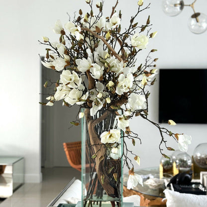 Weiße Magnolien in 20-Zoll-Vase „Modern Home“